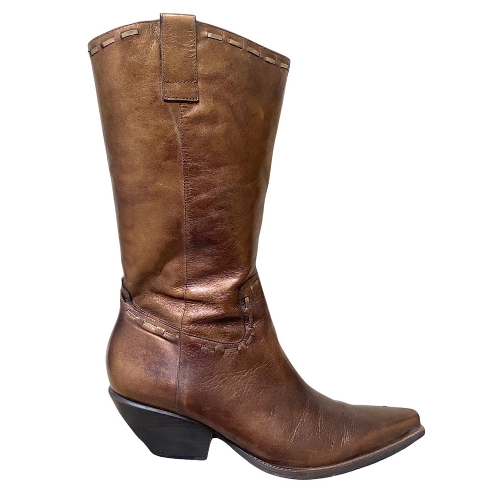 BCBGirls Bronze Metallic Leather Western Cowboy Boots Womens Size 10 EUC